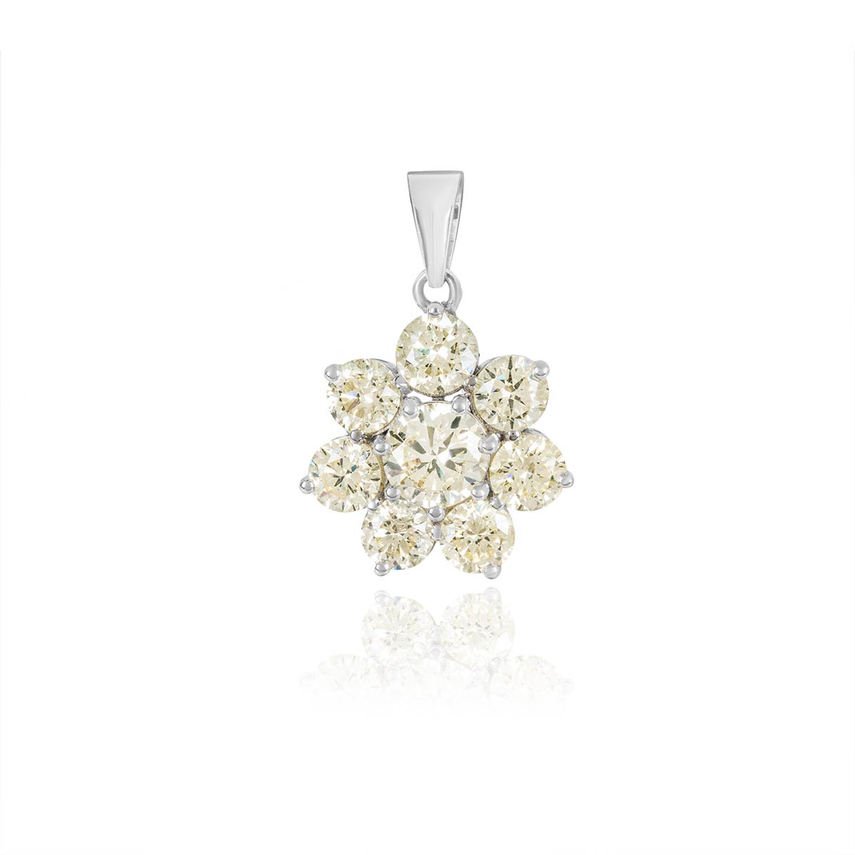 White Gold Diamond Flower Pendant 7.05ct TDW | Rich Diamonds